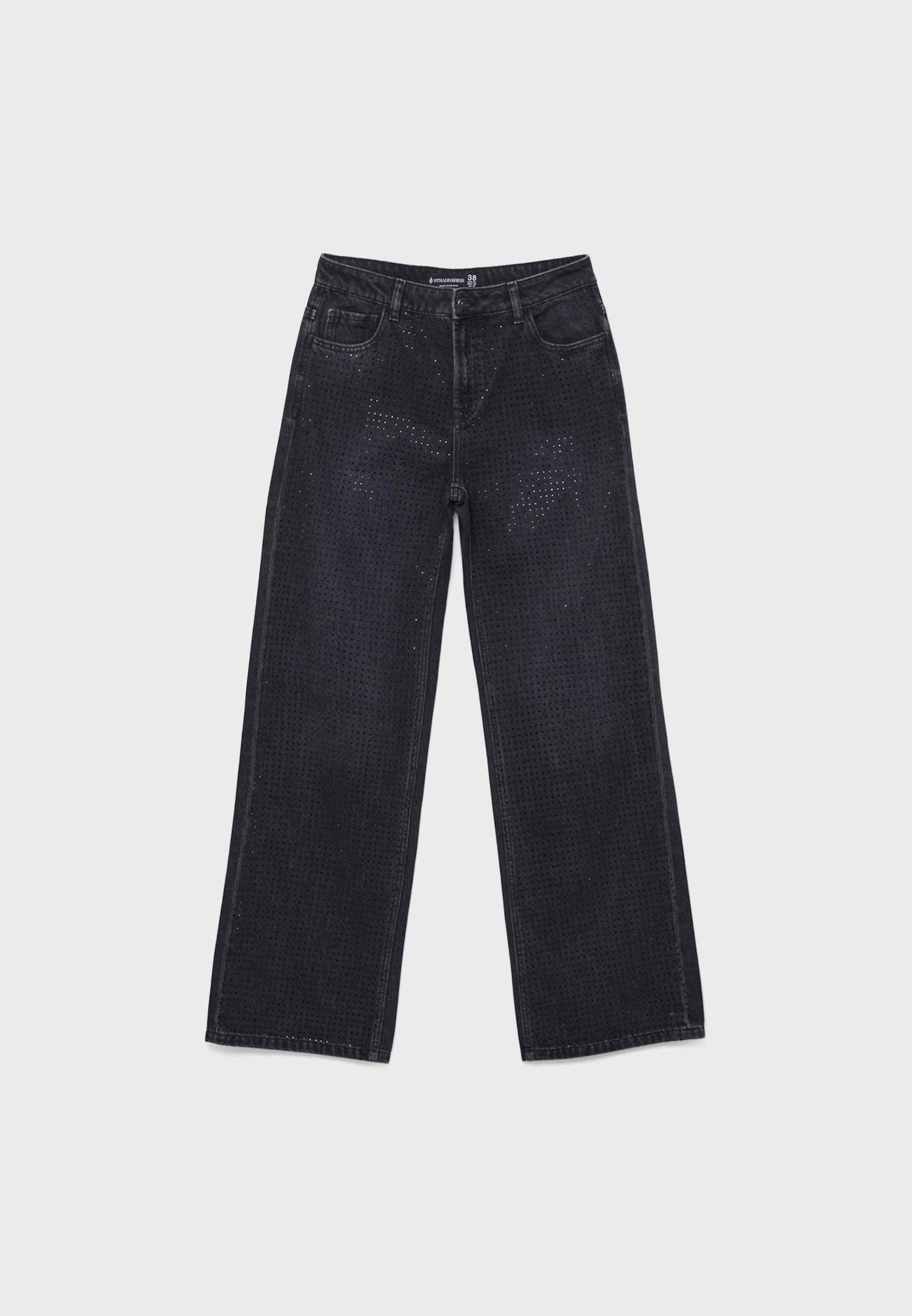 Straight-fit jeans with rhinestones