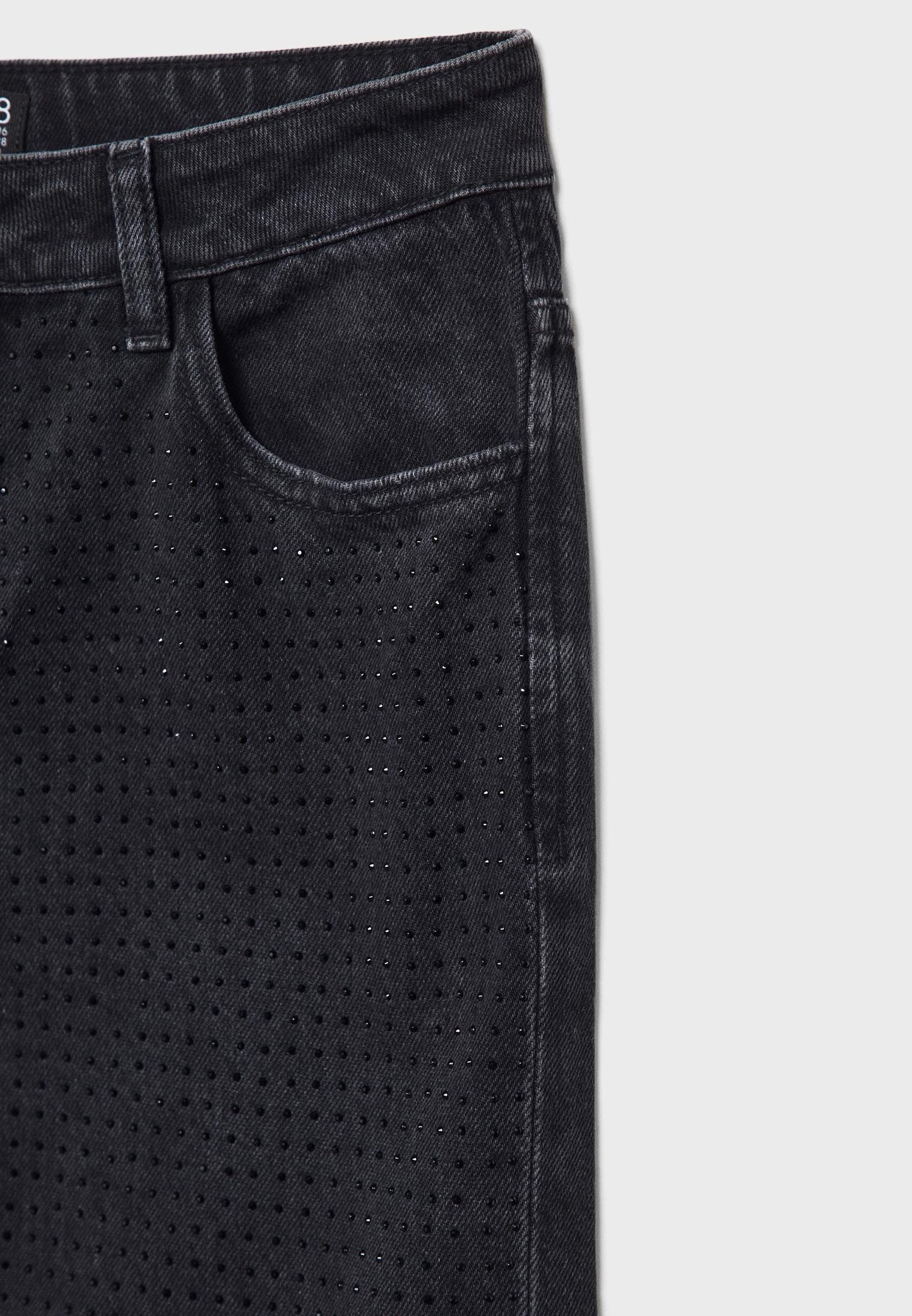 Straight-fit jeans with rhinestones