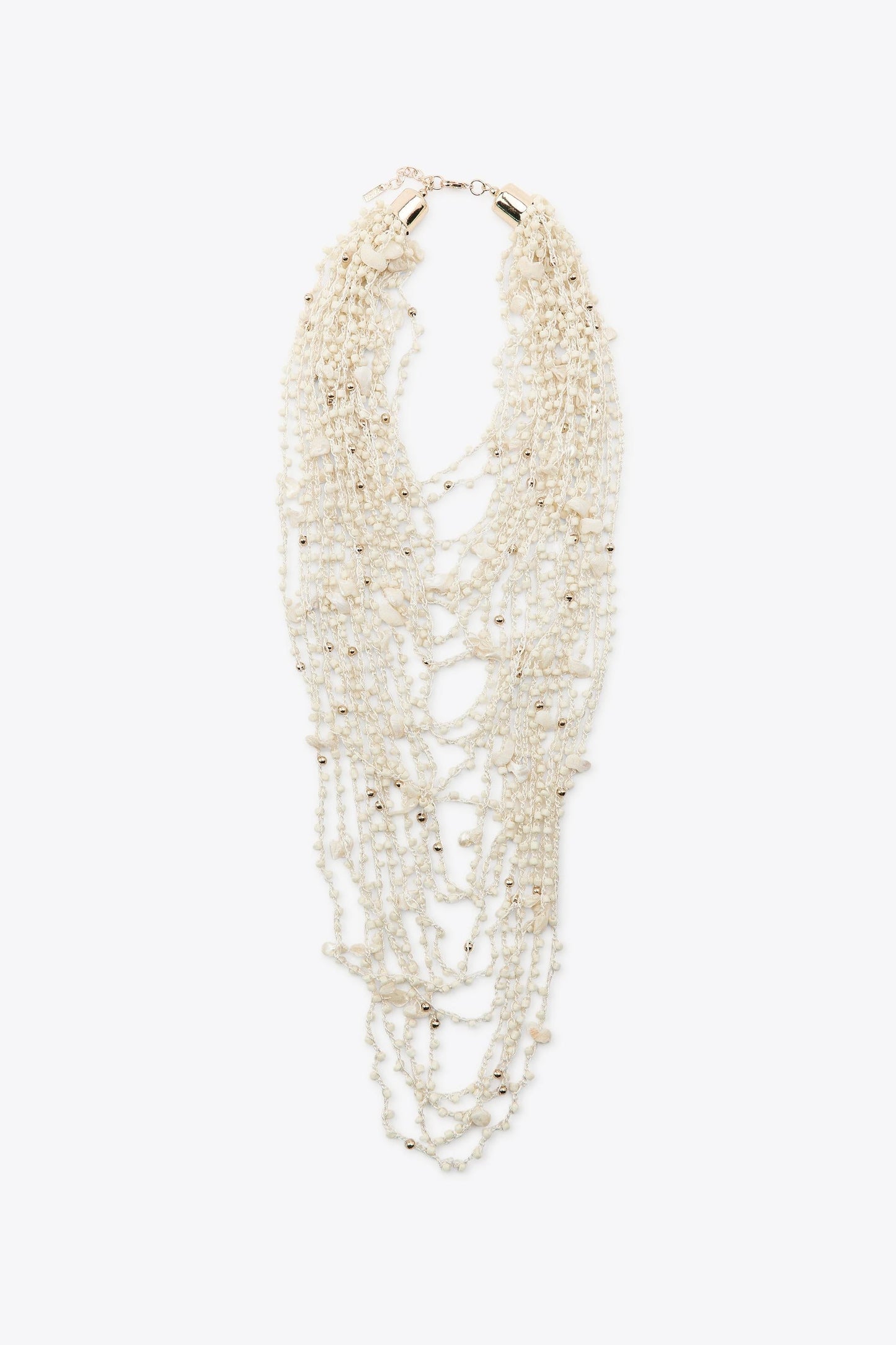 BEADED SEASHELL BIB NECKLACE