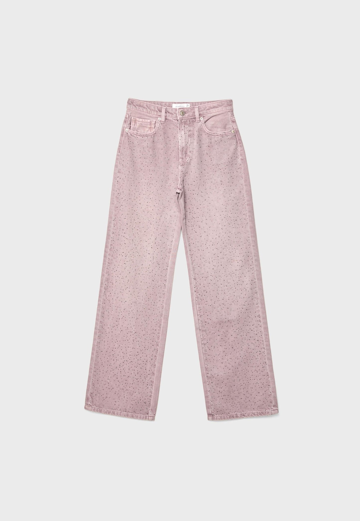 Straight-fit jeans with rhinestones