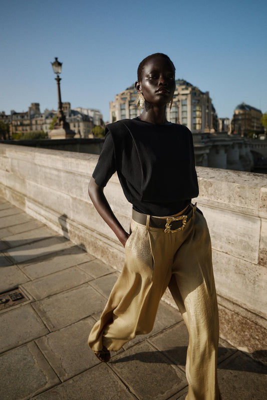 KNIT TOP WITH SHOULDER PADS