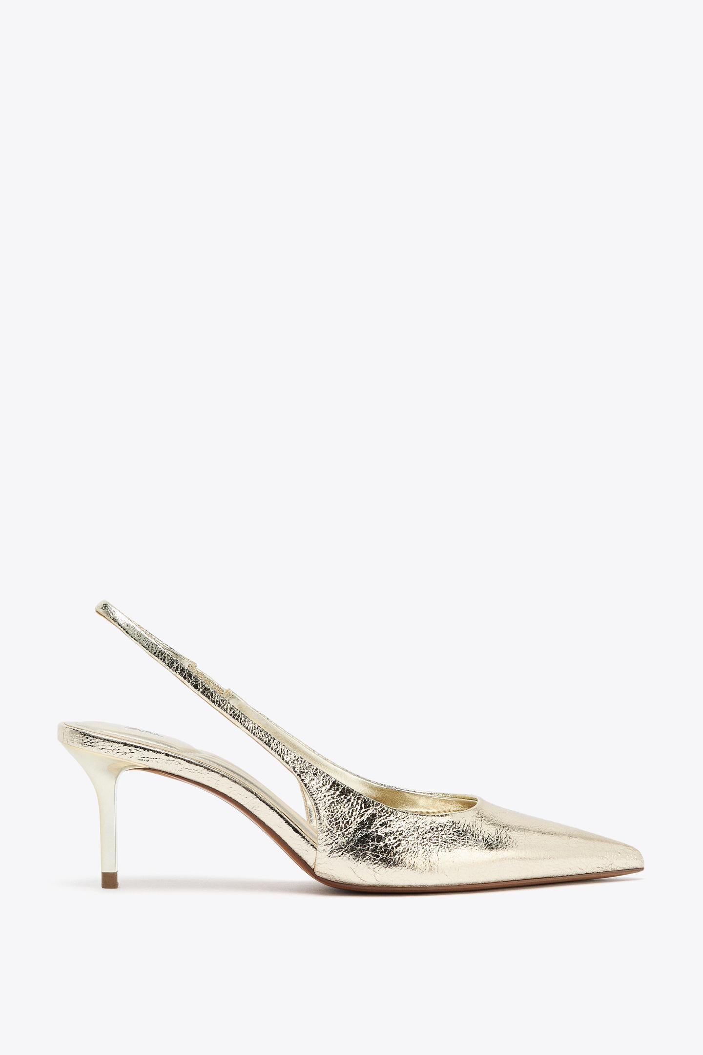 METALLIC-EFFECT SLINGBACK HEELS