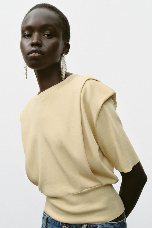 KNIT TOP WITH SHOULDER PADS