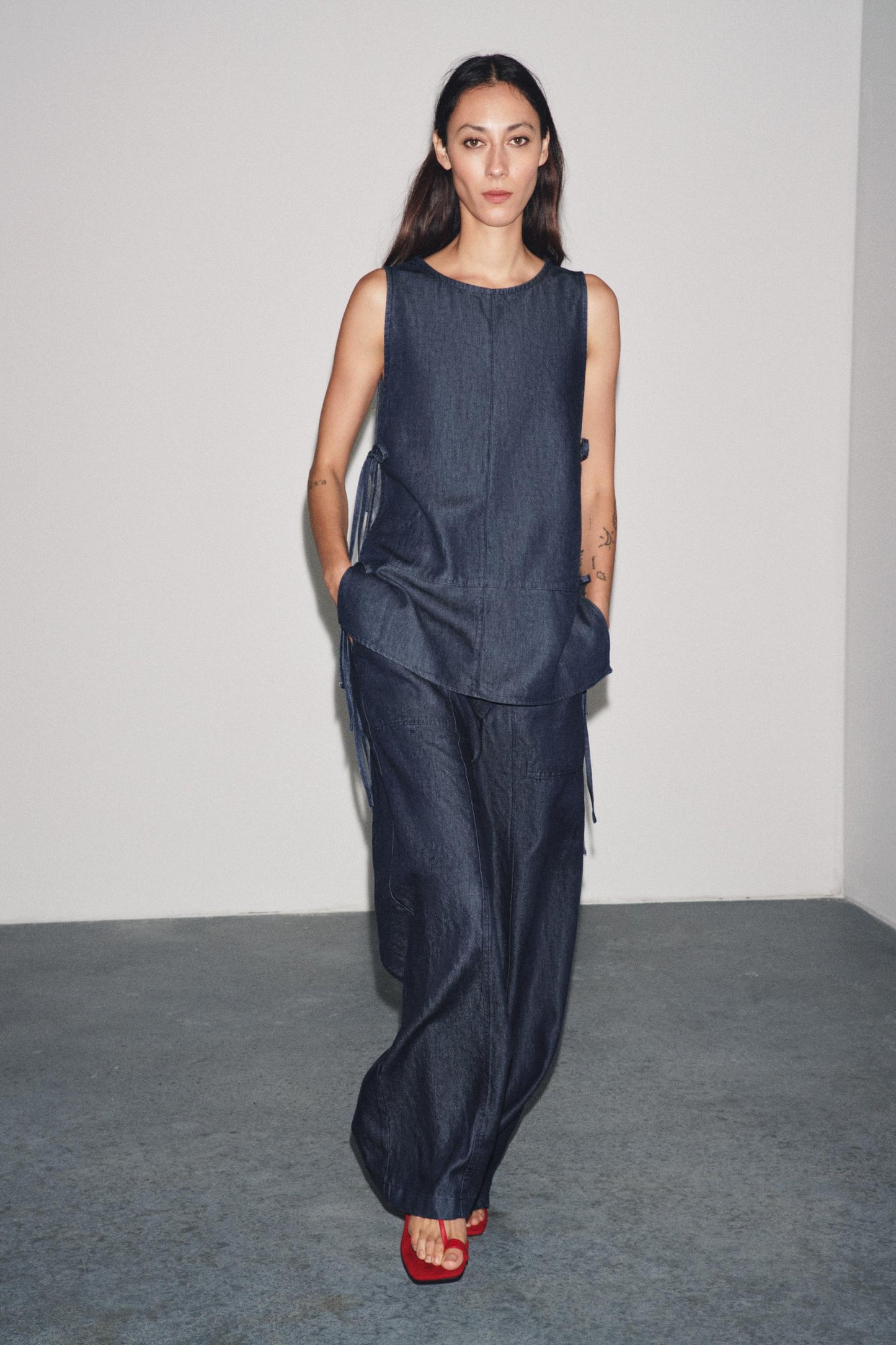 ZW COLLECTION CROSSOVER DENIM TROUSERS