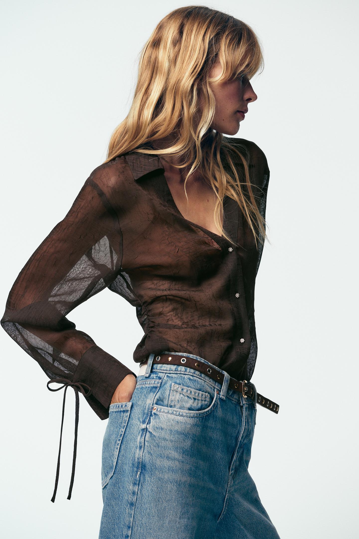 SEMI-SHEER SHIRT WITH TIES